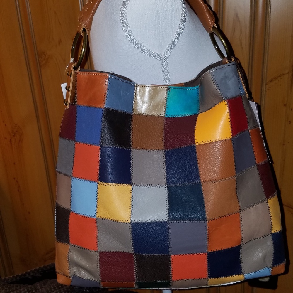 KOOBA NEW WITH TAGS LARGE PATCHWORK MULTI HOBO